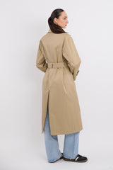 Maxi Length Oversized Trench Coat orolay #color_khaki