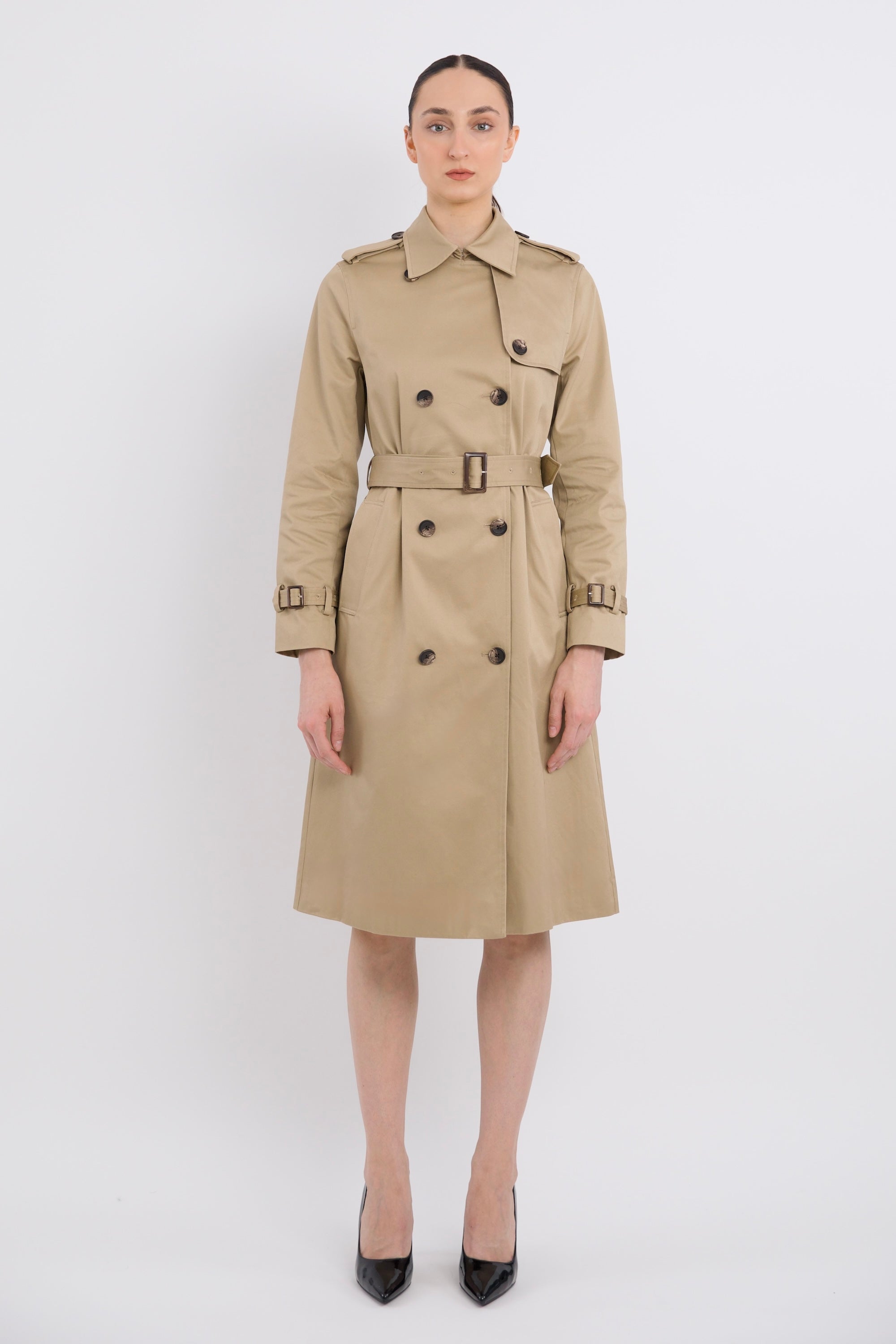 Maxi Length Classic Trench Coat Orolay #color_Khaki