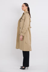 Maxi Length Classic Trench Coat Orolay #color_Khaki