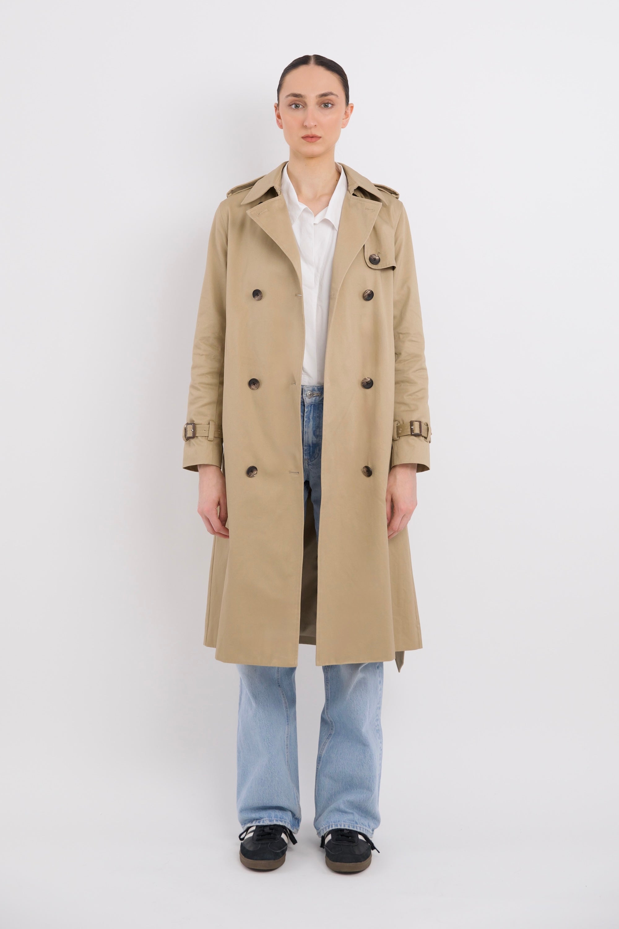 Maxi Length Classic Trench Coat Orolay #color_Khaki