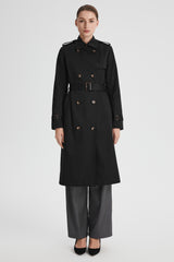 Maxi Length Classic Trench Coat Orolay #color_black