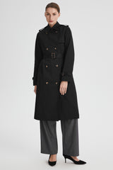 Maxi Length Classic Trench Coat Orolay #color_black