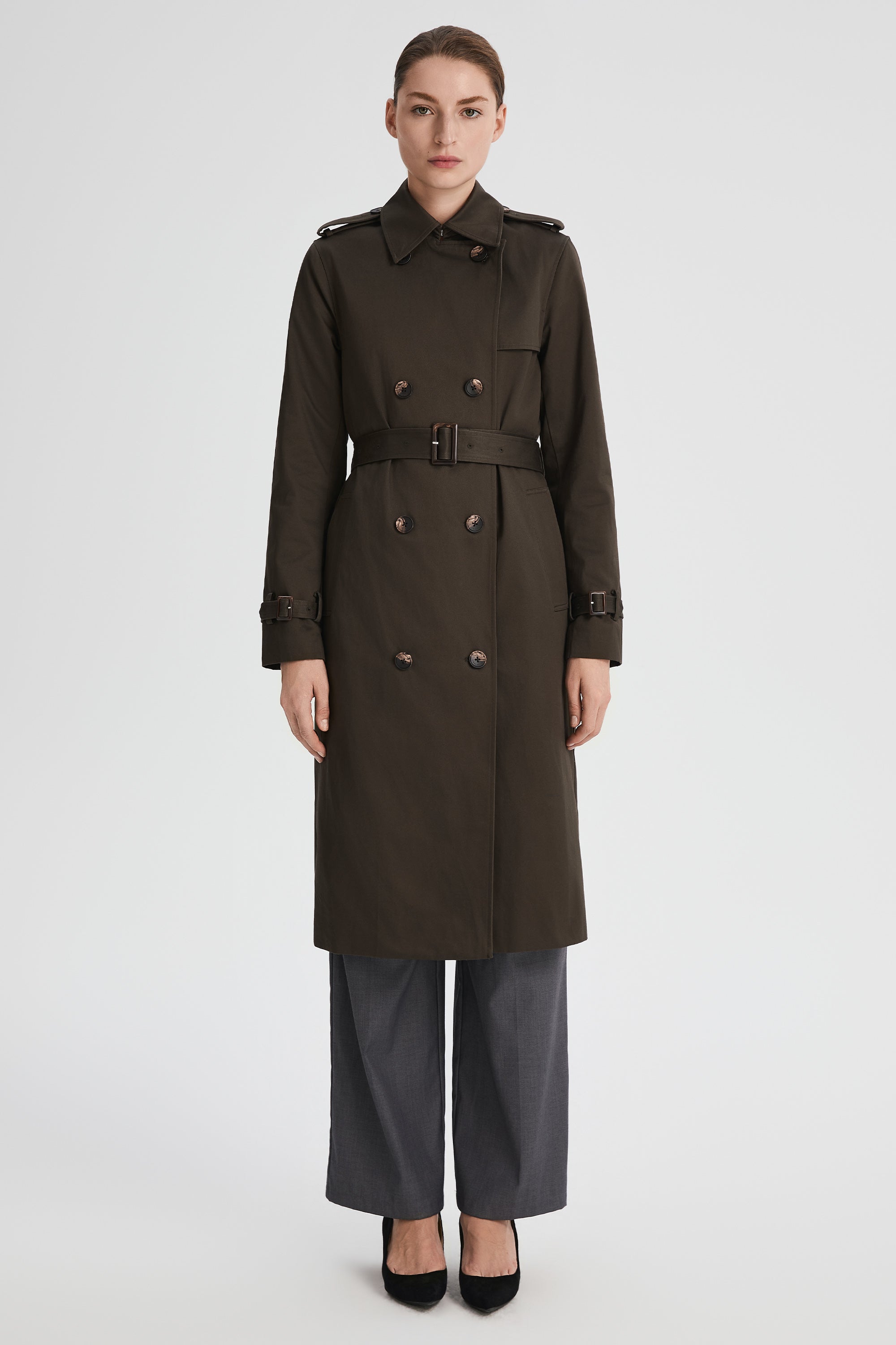 Maxi Length Classic Trench Coat Orolay #color_coffee