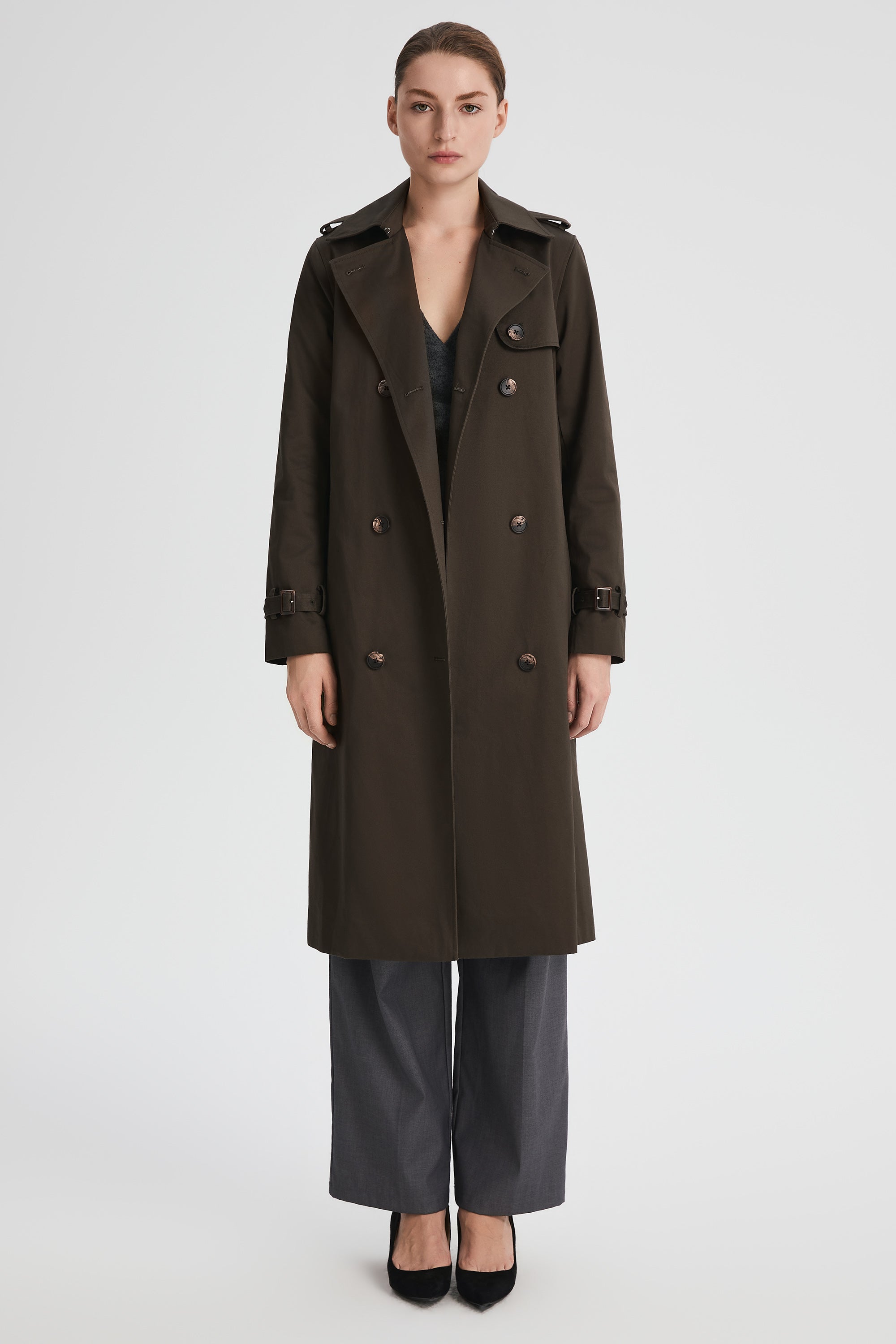 Maxi Length Classic Trench Coat Orolay #color_coffee