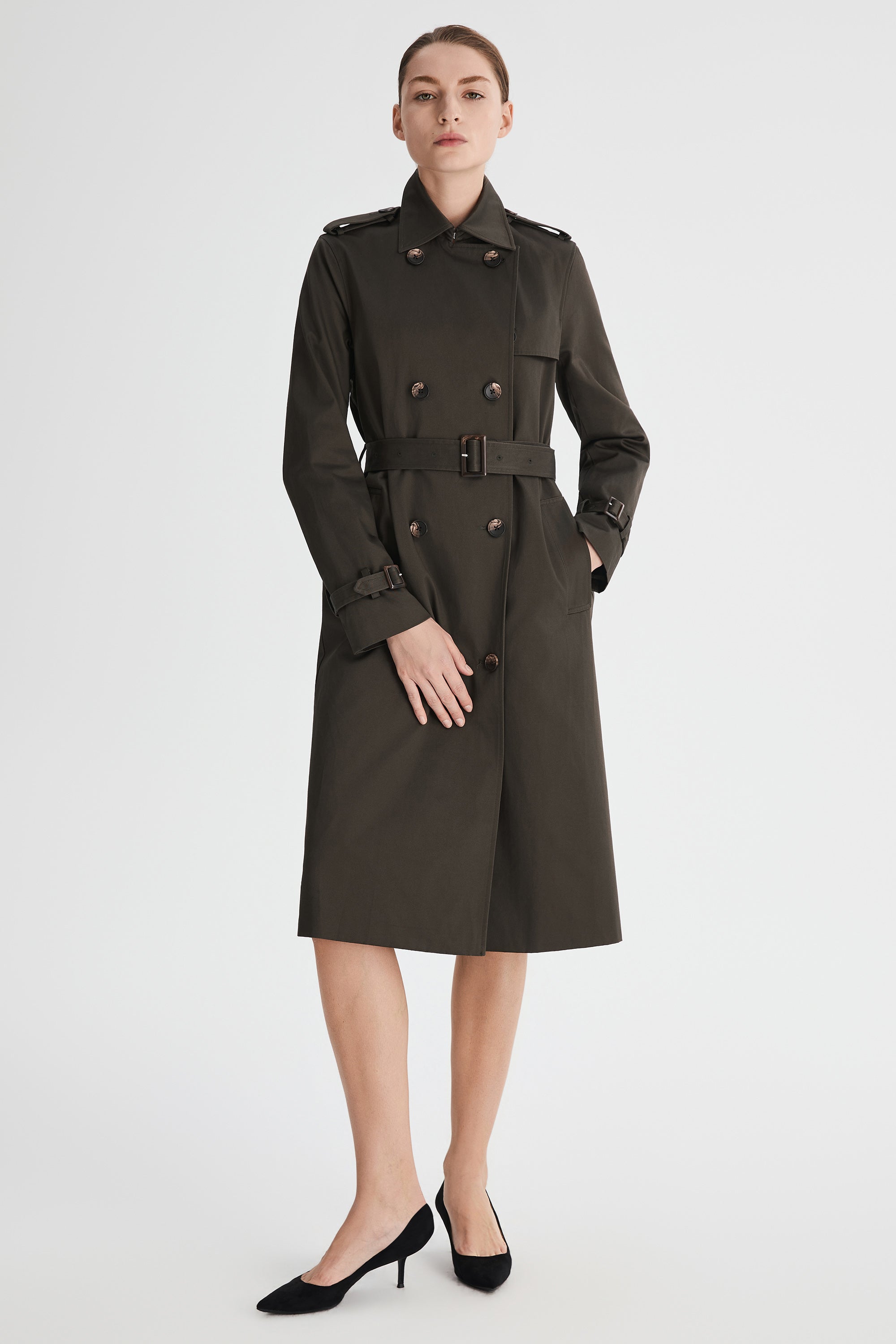 Maxi Length Classic Trench Coat Orolay #color_coffee