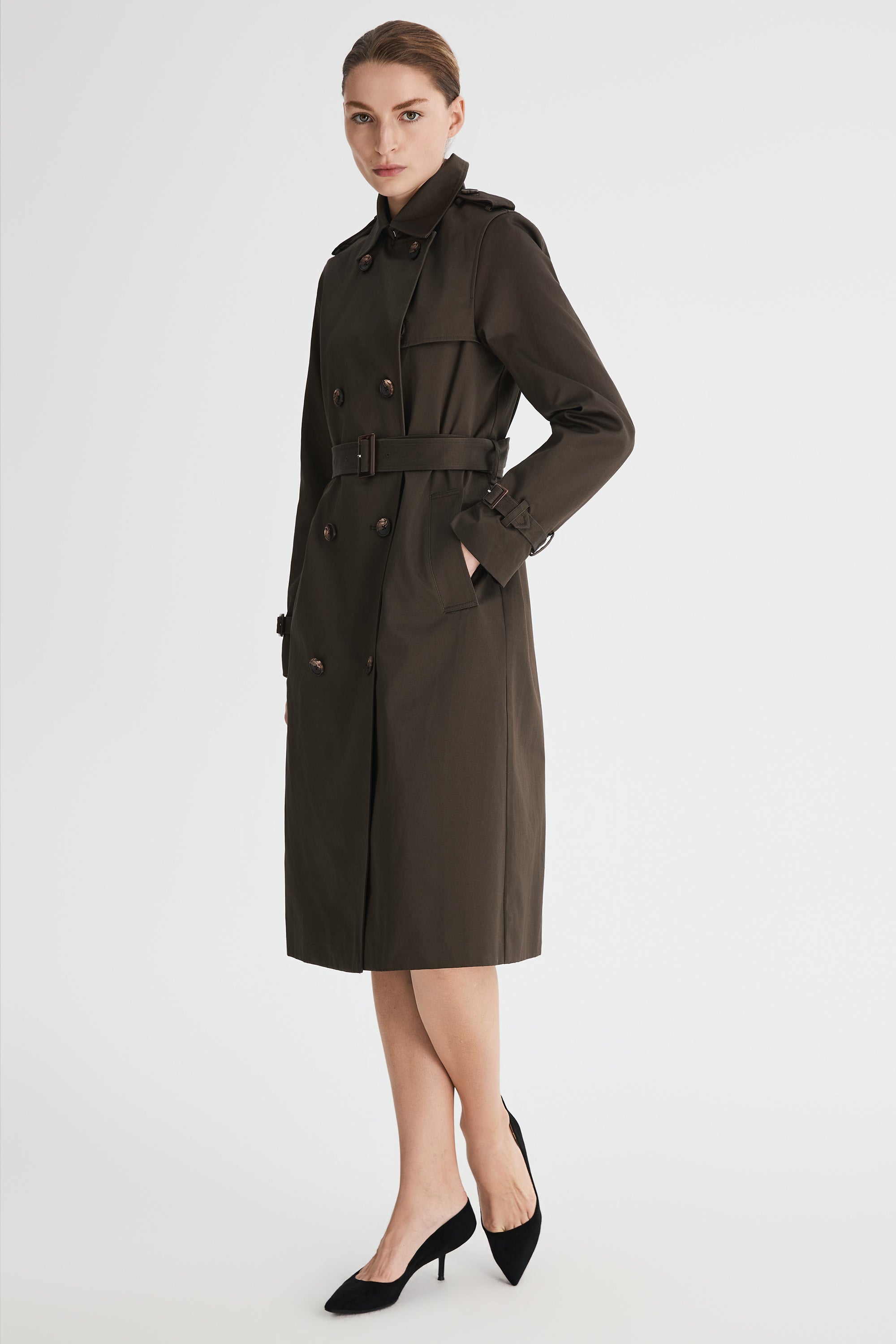 Maxi Length Classic Trench Coat Orolay #color_coffee