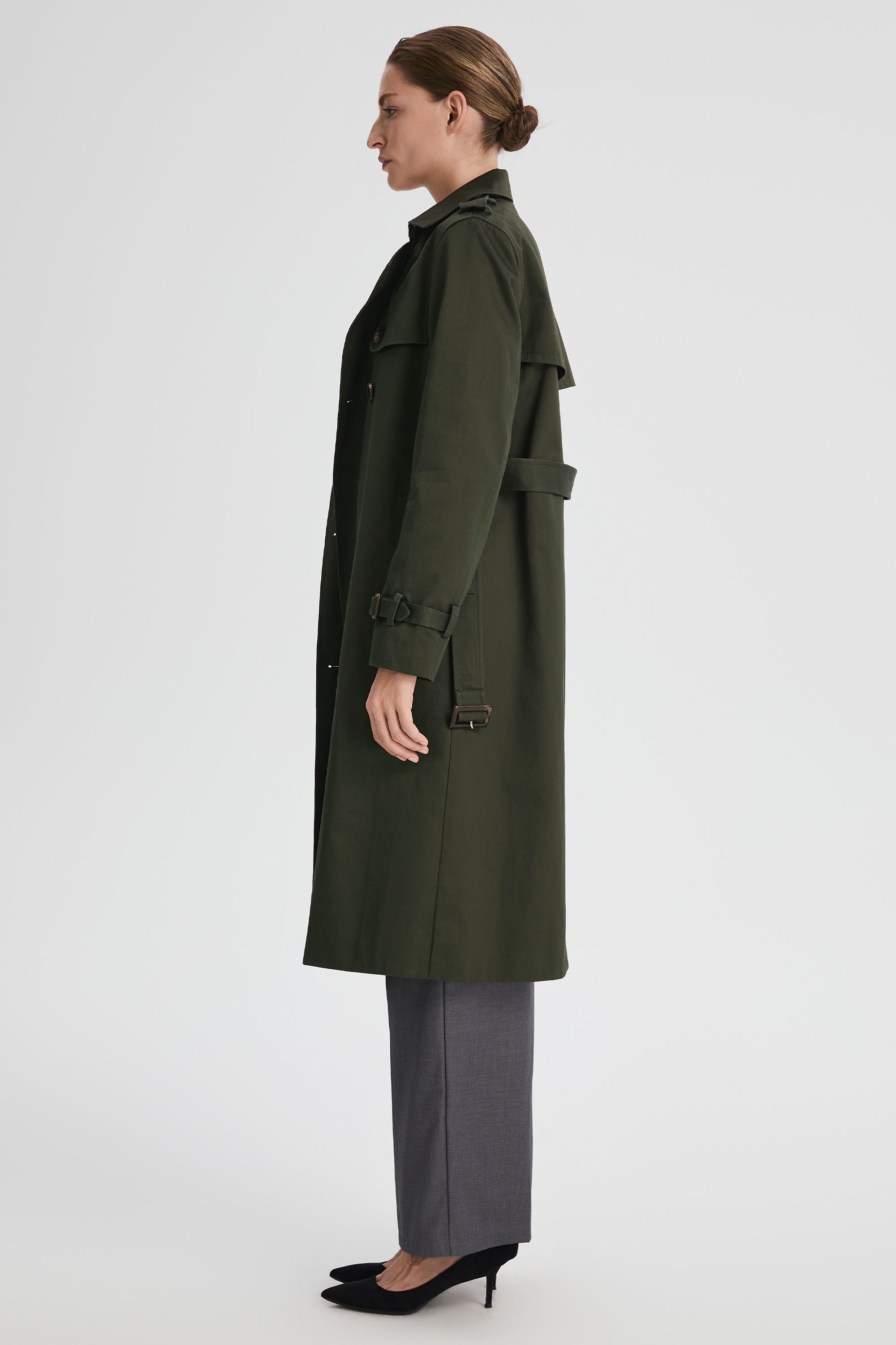 Maxi Length Classic Trench Coat Orolay #color_olive
