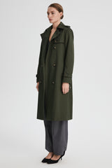Maxi Length Classic Trench Coat Orolay #color_olive