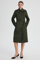Maxi Length Classic Trench Coat Orolay #color_olive