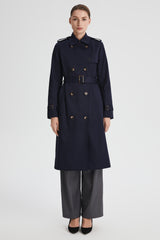Maxi Length Classic Trench Coat Orolay #color_navy