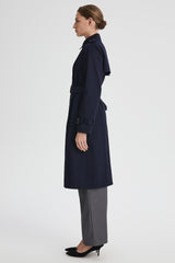 Maxi Length Classic Trench Coat Orolay #color_navy