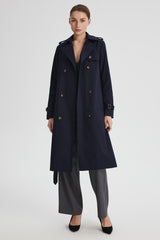 Maxi Length Classic Trench Coat Orolay #color_navy