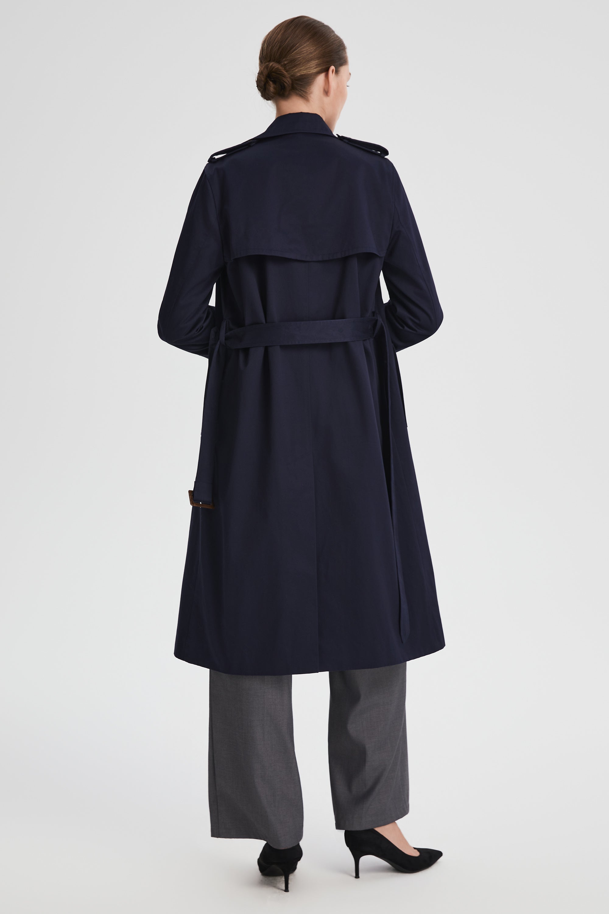 Maxi Length Classic Trench Coat Orolay #color_navy