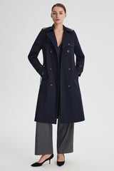 Maxi Length Classic Trench Coat Orolay #color_navy