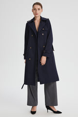 Maxi Length Classic Trench Coat Orolay #color_navy