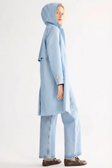 Orolay-Single-Breasted Trench-#color_Light Blue