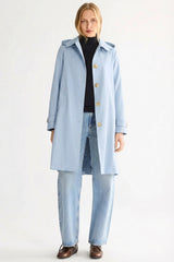 Orolay-Single-Breasted Trench-#color_Light Blue