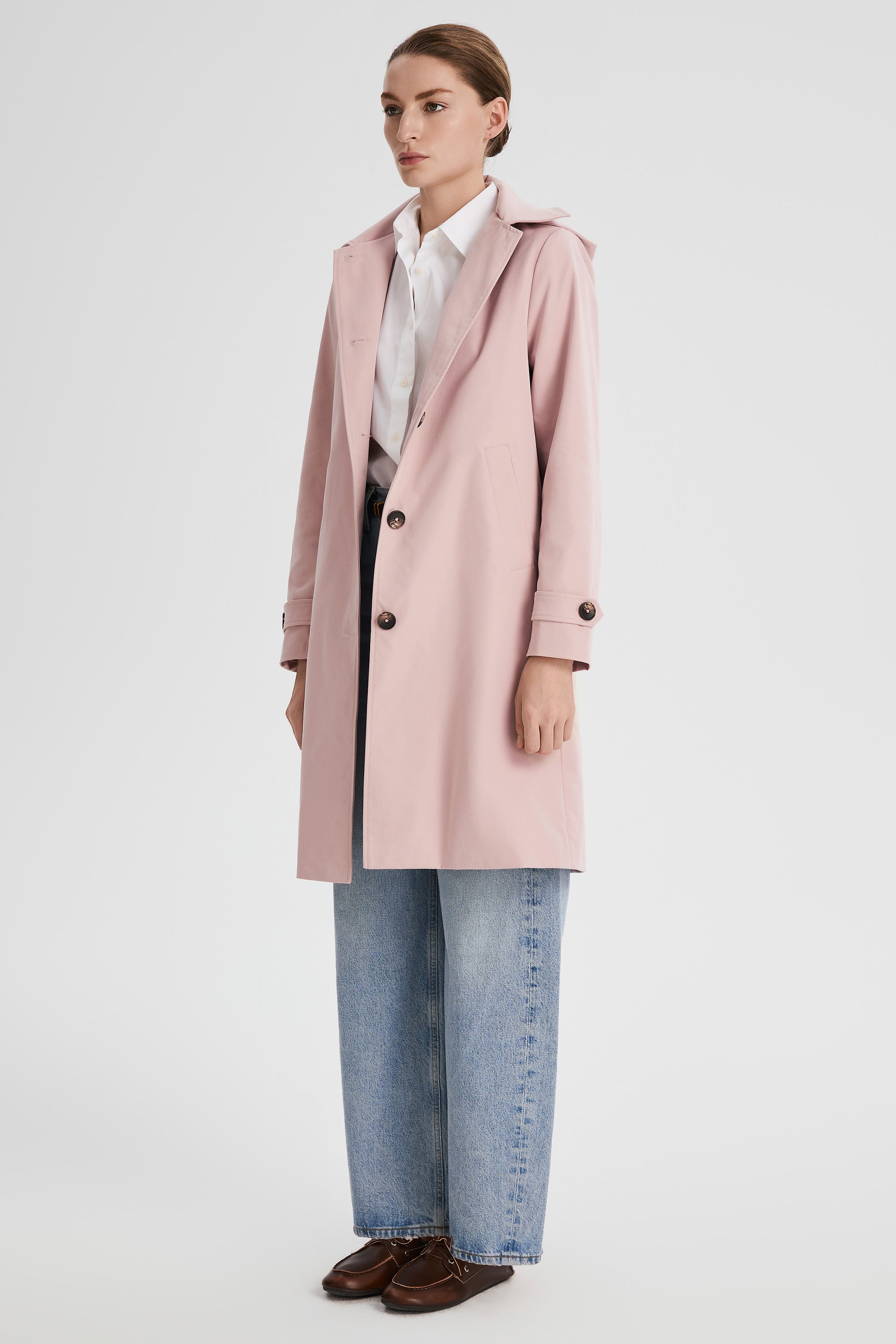 Orolay-Single-Breasted Trench-#color_pink