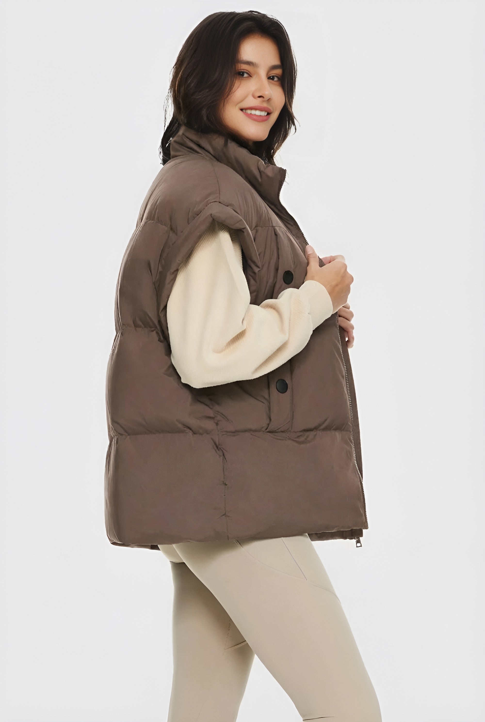 Orolay-Sleeveless Classic Puffer Vest-#color_coffee