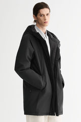 WeatherGuard Mid-Length Hooded Parka Jacket Orolay #color_black