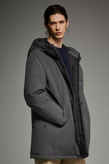 WeatherGuard Mid-Length Hooded Parka Jacket Orolay #color_gray
