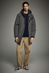 WeatherGuard Mid-Length Hooded Parka Jacket Orolay #color_gray