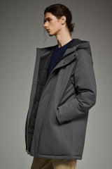 WeatherGuard Mid-Length Hooded Parka Jacket Orolay #color_gray
