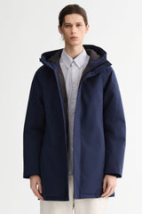 WeatherGuard Mid-Length Hooded Parka Jacket Orolay #color_navy