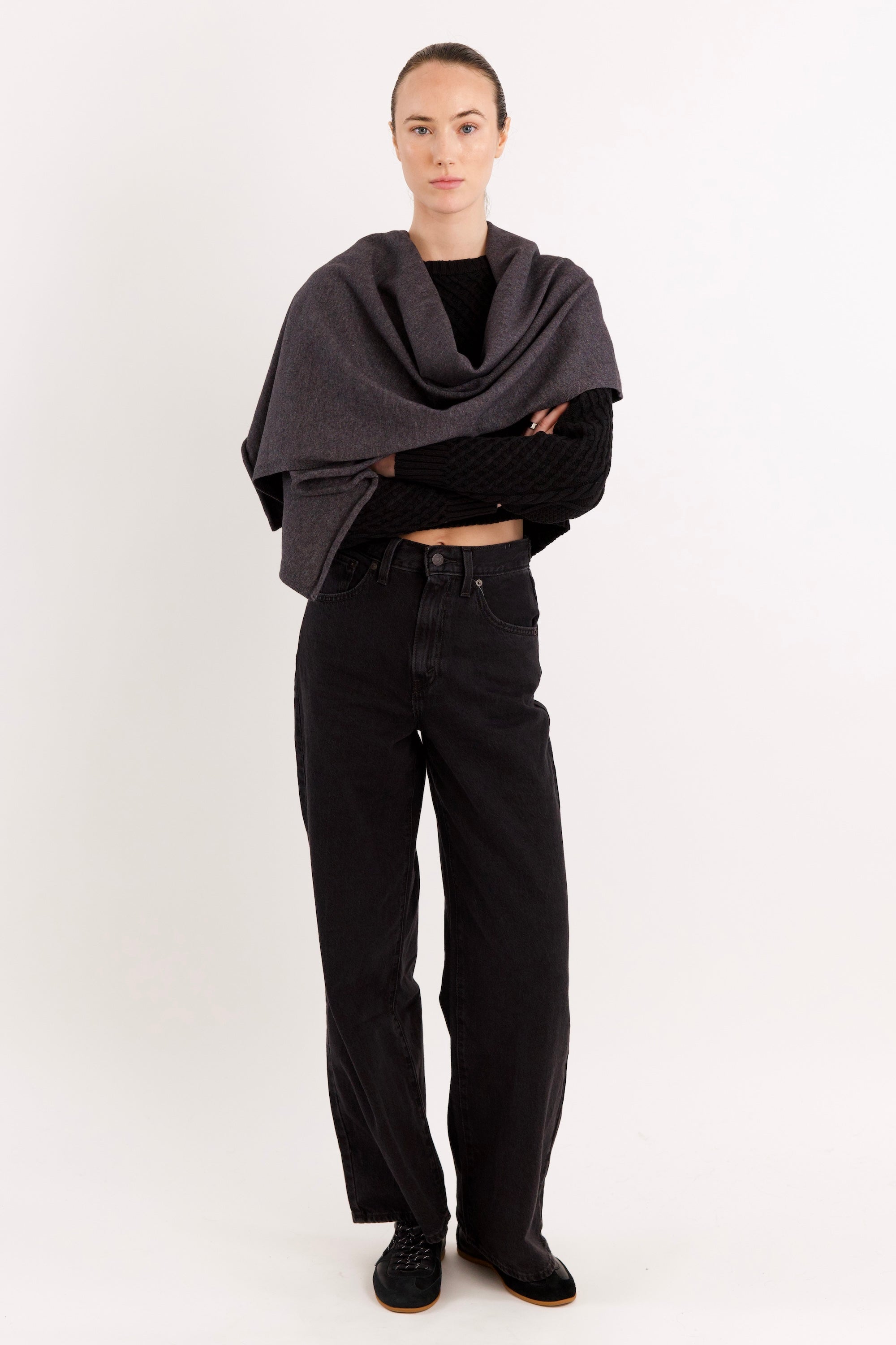 Orolay Wool Blend Knitted Scarf #color_darkgray