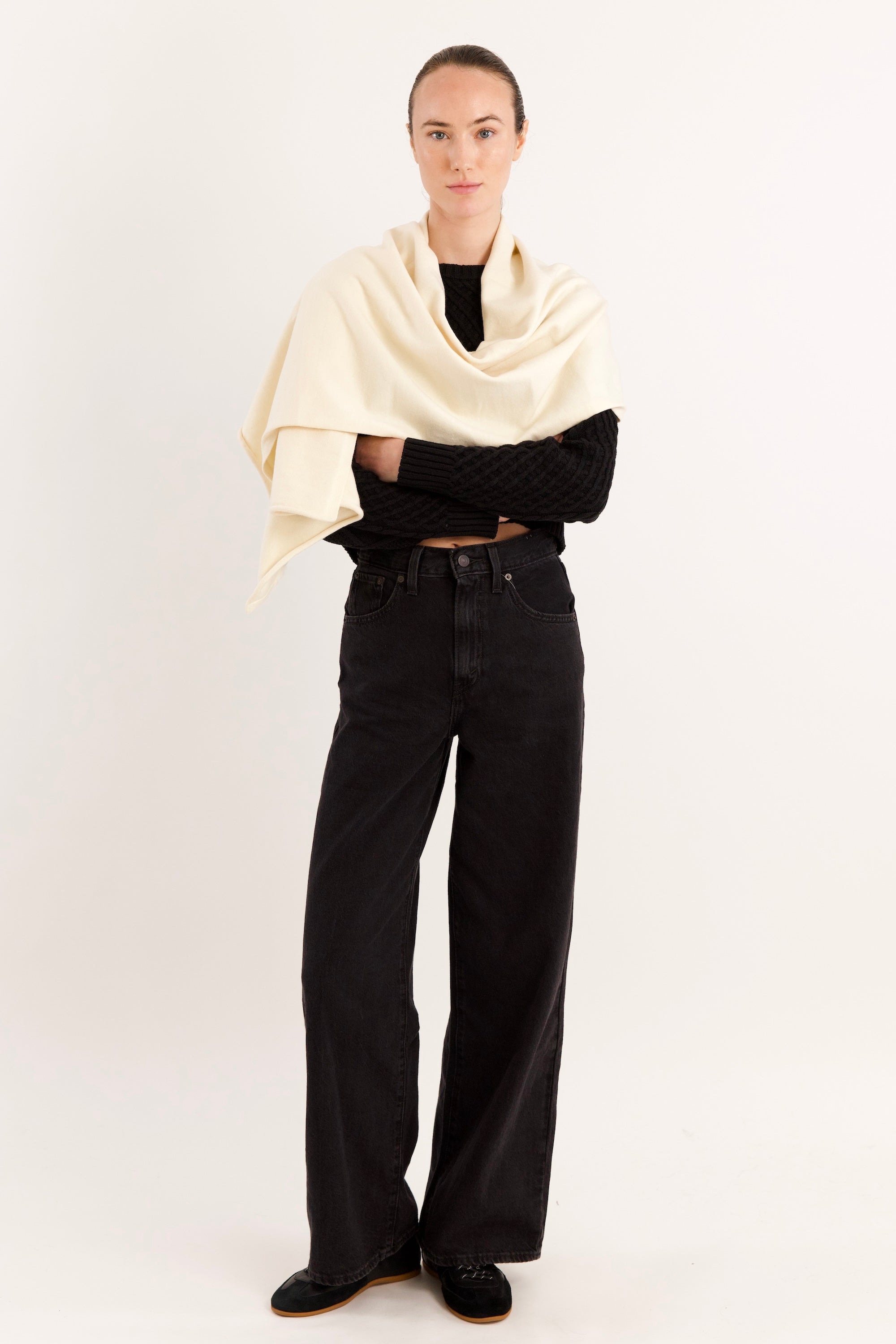 Orolay Wool Blend Knitted Scarf #color_beige