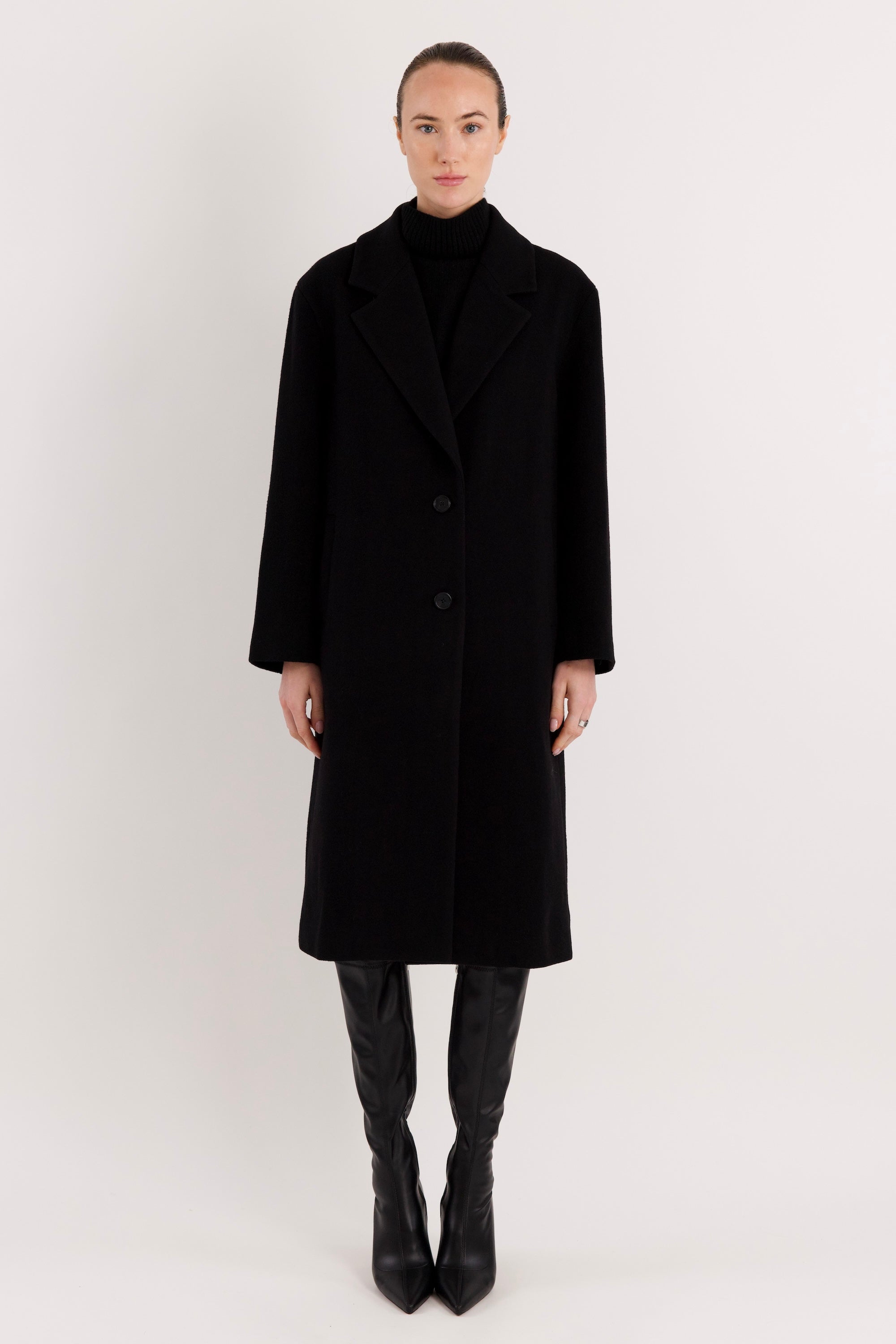 orolay Maxi Wool Coat 4-Button #color_navy
