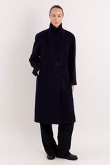 orolay Maxi Wool Coat 4-Button #color_navy