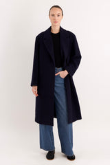 orolay Maxi Wool Coat 4-Button #color_navy