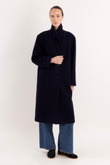 orolay Maxi Wool Coat 4-Button #color_navy