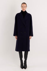 Maxi Wool Coat 2-Button OROLAY #color_navy