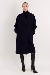 Maxi Wool Coat 2-Button OROLAY #color_navy