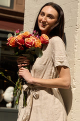 Classic Linen Maxi Dress Orolay #color_Natural Ecru