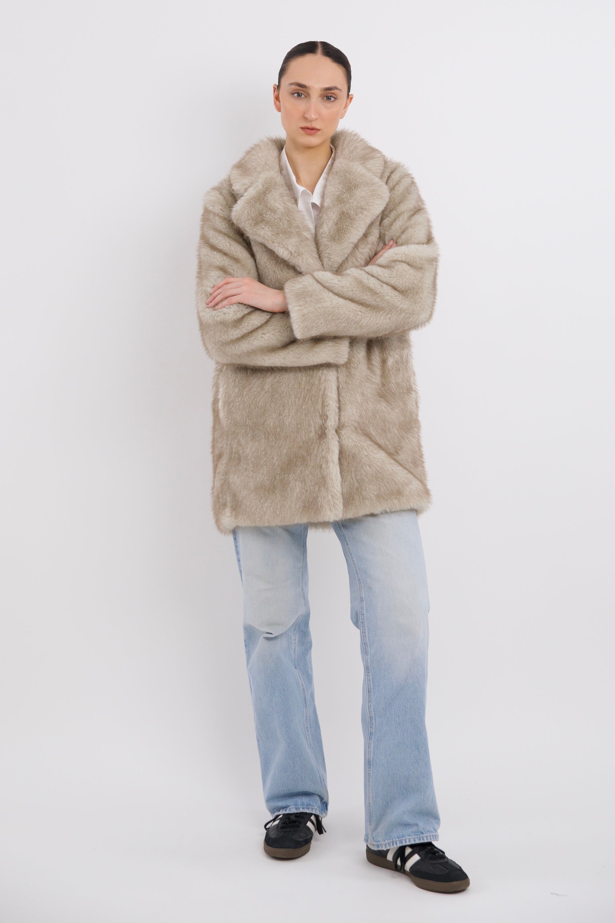 Mid-Length Faux Fur Coat orolay #color_beige
