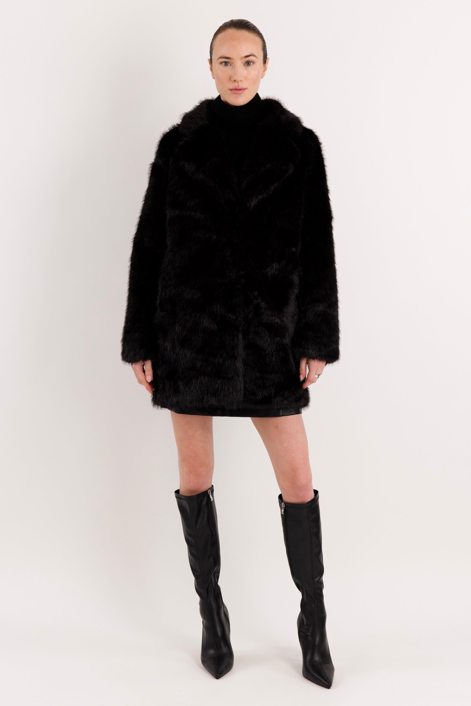 Mid-Length Faux Fur Coat orolay #color_black