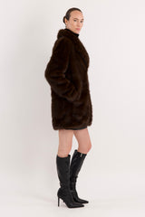 Mid-Length Faux Fur Coat orolay #color_coffee