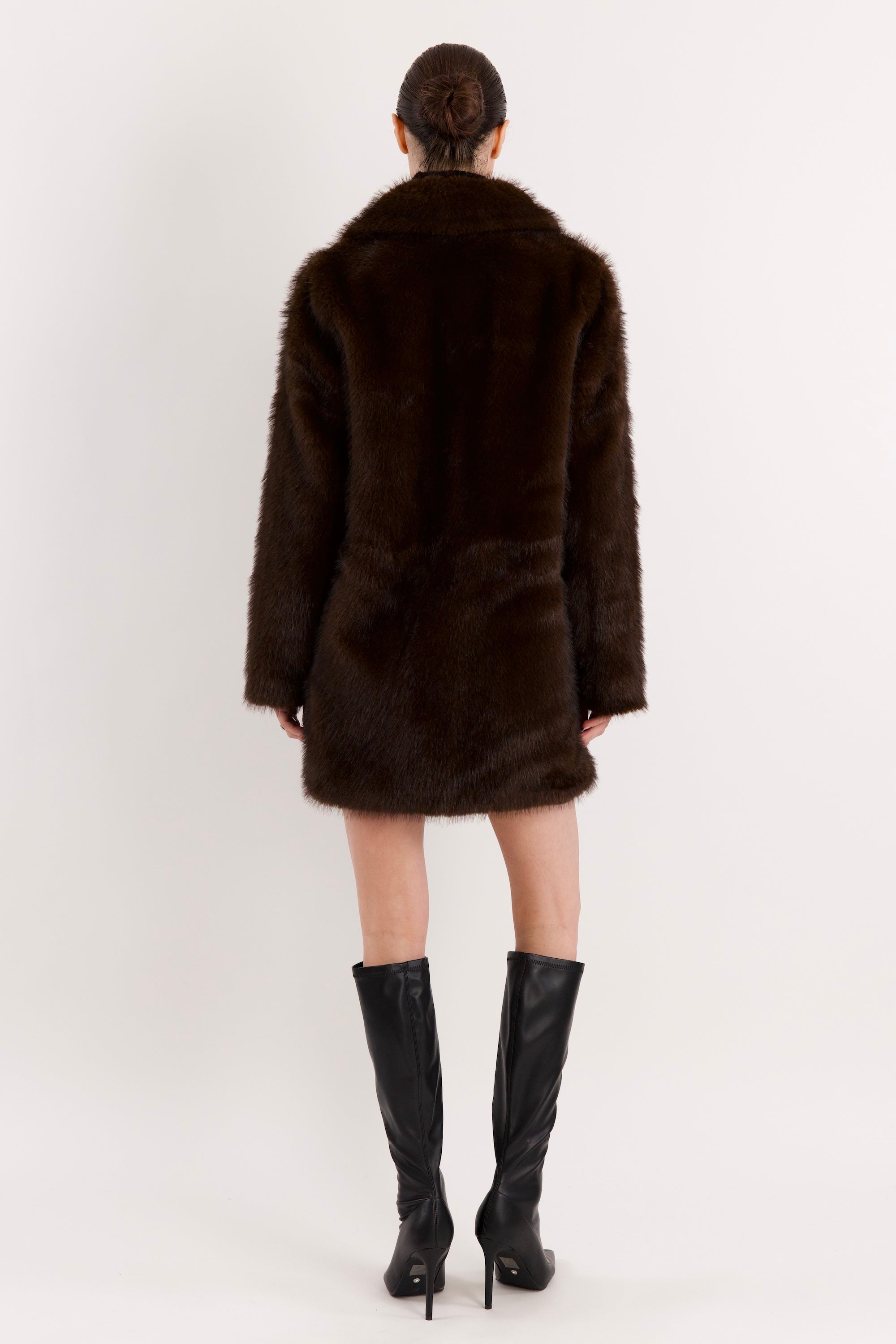 Mid-Length Faux Fur Coat orolay #color_coffee
