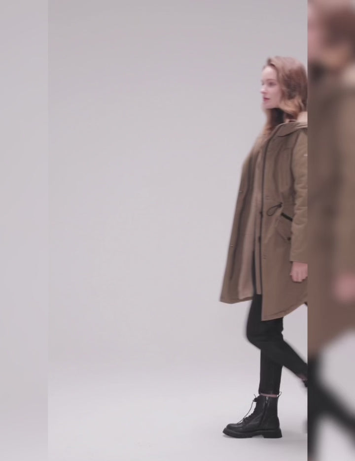 Orolay-Drawstring Waist Fleece-Lined Parka-#color_dark green,dark Red,Black,Beige,navy,Gray,khaki,darkgray
