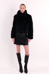 Orolay Cropped Faux Fur Coat #color_black