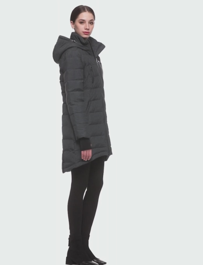 Orolay Slant Pocket Zip up Puffer Down Coat women #color_off-White,army green,darkgray,blue,wine red