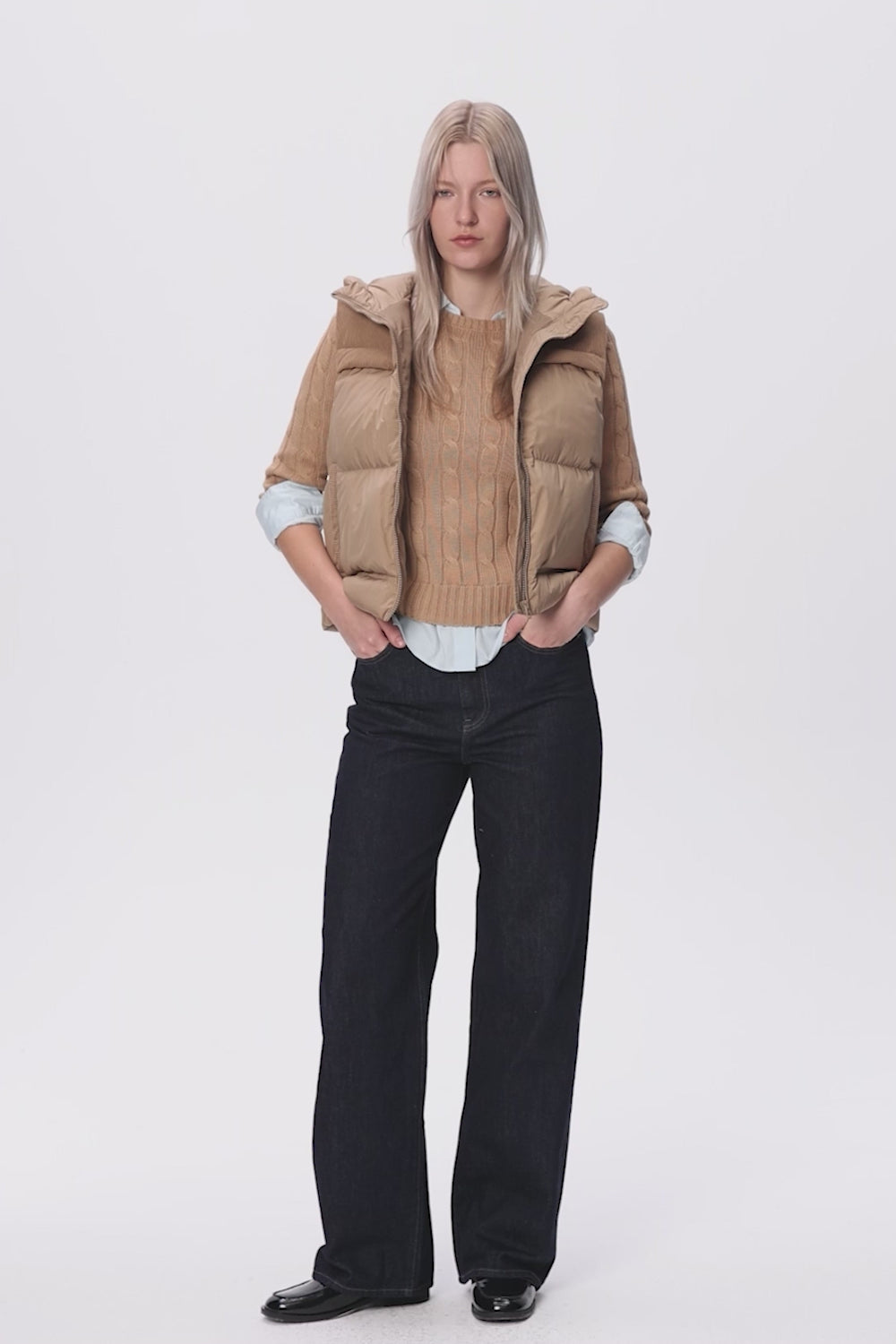 Orolay Hooded Puffer Down Vest Cropped Zip Up Lightweight #color_Gray,dark green,khaki