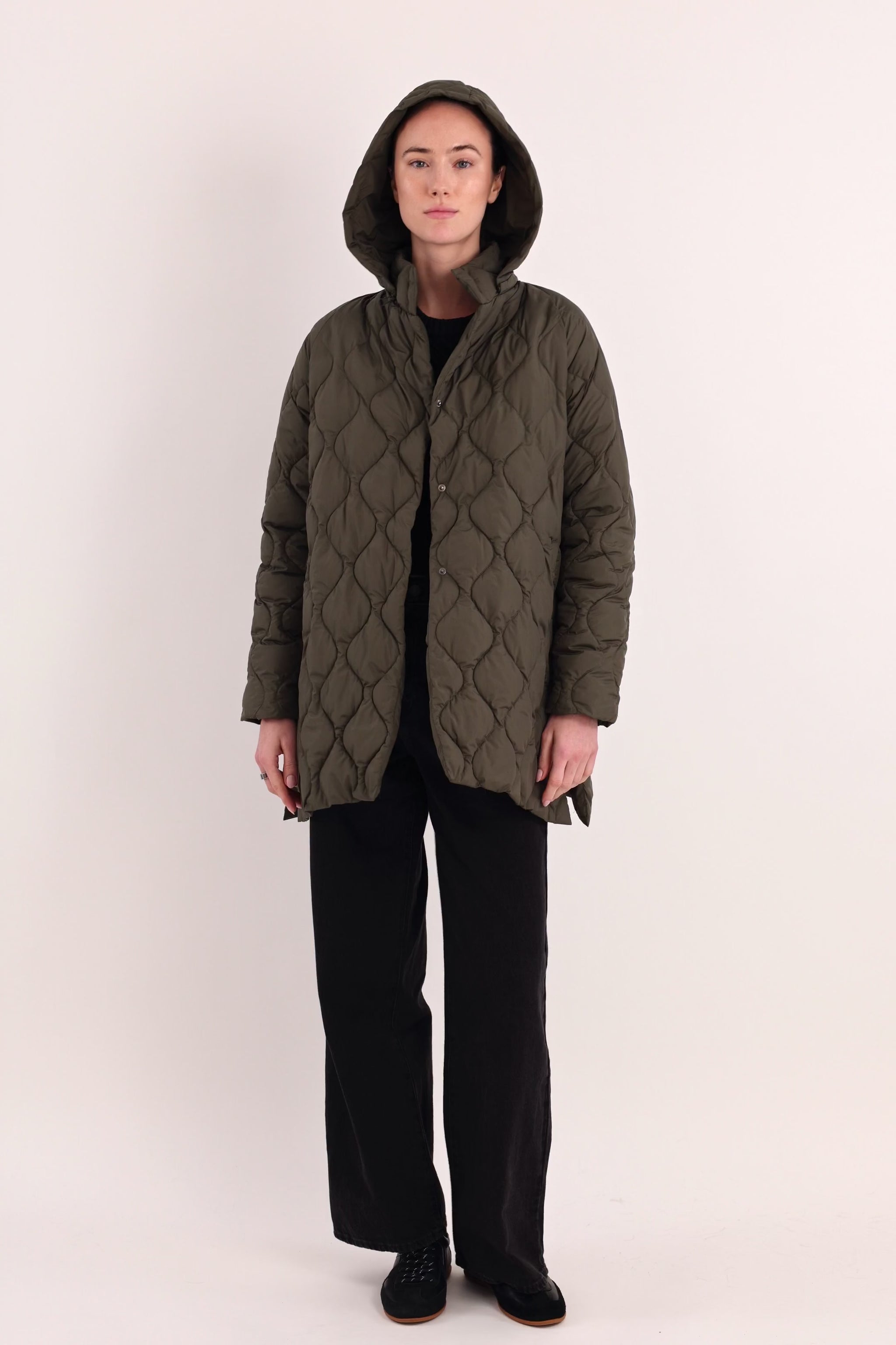 Orolay Oversized Quilted Puffer Jacket Lightweight with Pockets #color_coffee,black,green