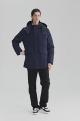Mid-length Dual-Pocket Hooded Down Parka Jacket Orolay #color_navy,black,gray