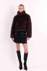 Orolay Cropped Faux Fur Coat #color_coffee
