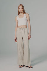 Oversized Linen Wide-Leg Drawstring Pants Orolay #color_Natural Ecru,white,Dark night navy