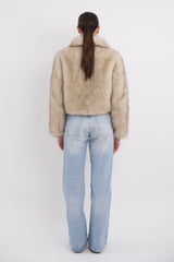 Orolay Cropped Faux Fur Coat #color_beige